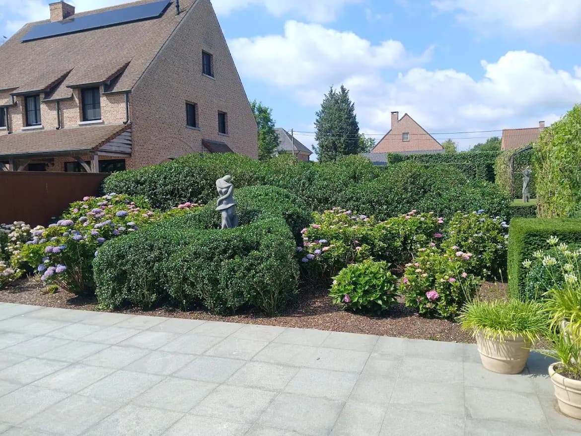 Verzorgde tuinborder met gevarieerde beplanting